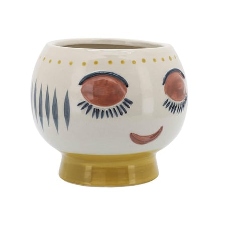Sagebrook Home 7 in. Ceramic Face Planter, Multi Color 16687-01